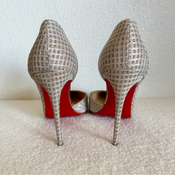 Christian Louboutin Iriza 100 Metallic Nude D’Orsay Pointed Toe Heels Size EU 40 - Picture 9 of 12